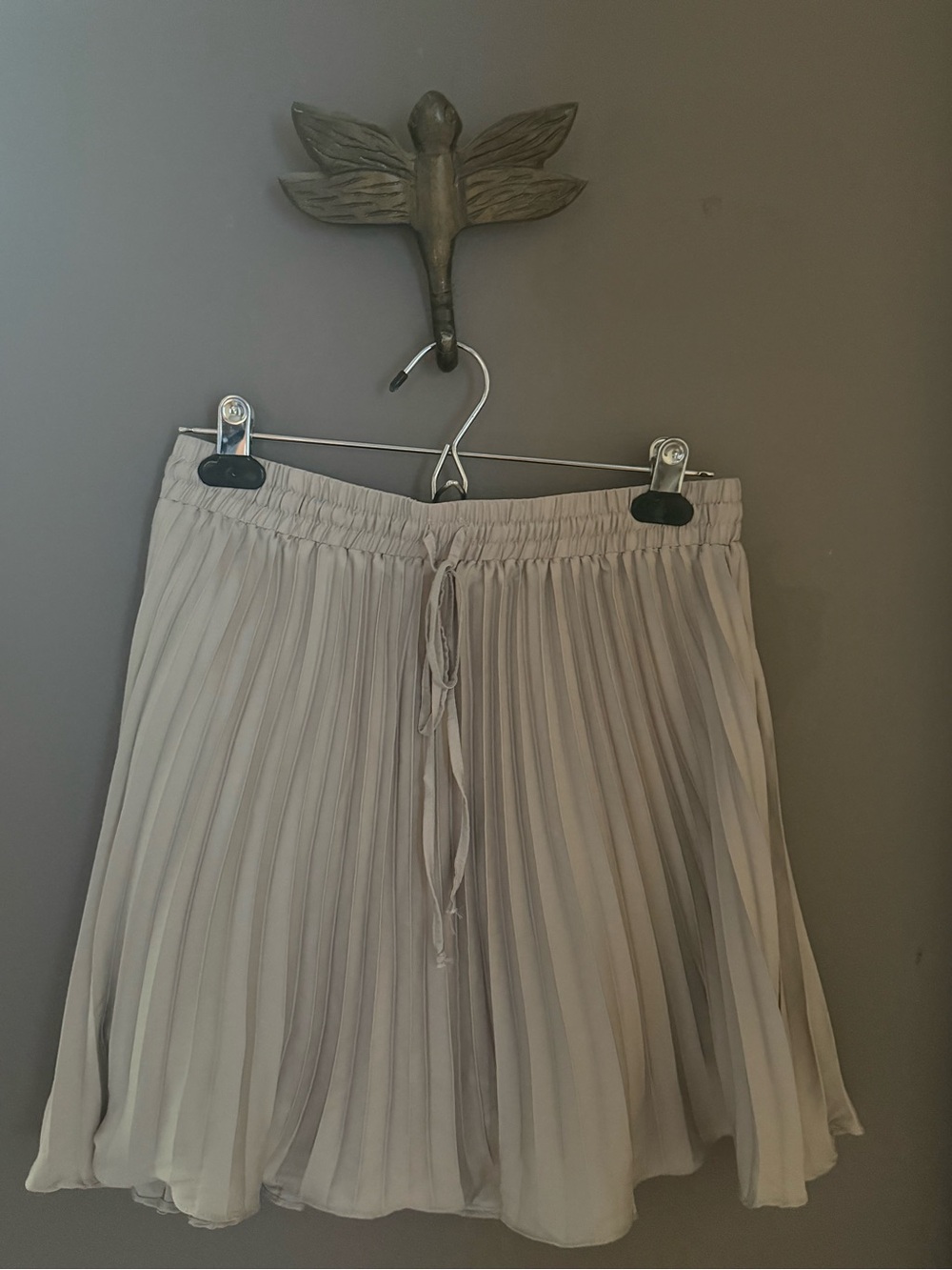 Pleated Drawstring Women’s Skirt — Light Taupe